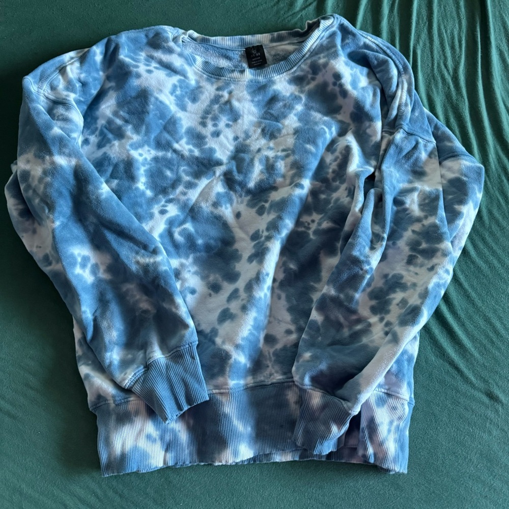 Blue and white tie dye sweater